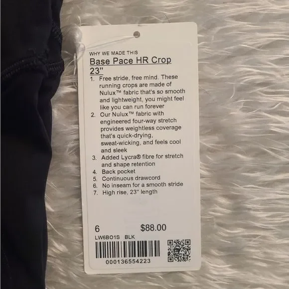 Lululemon Base Pace HR Crop 23" Black - Picture 9 of 9